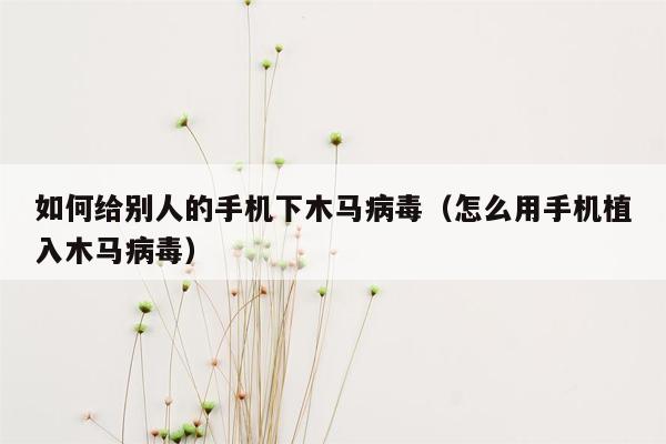 如何给别人的手机下木马病毒（怎么用手机植入木马病毒）