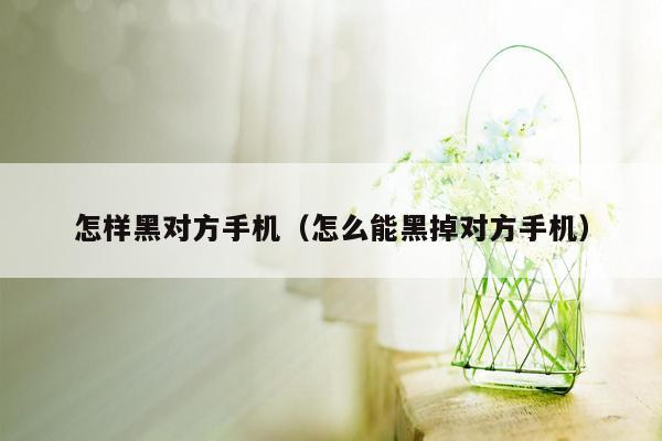 怎样黑对方手机（怎么能黑掉对方手机）