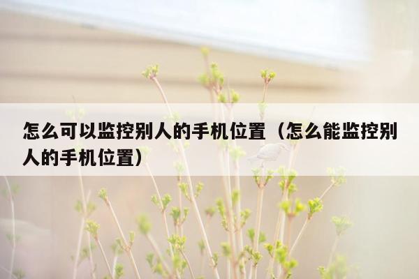 怎么可以监控别人的手机位置（怎么能监控别人的手机位置）