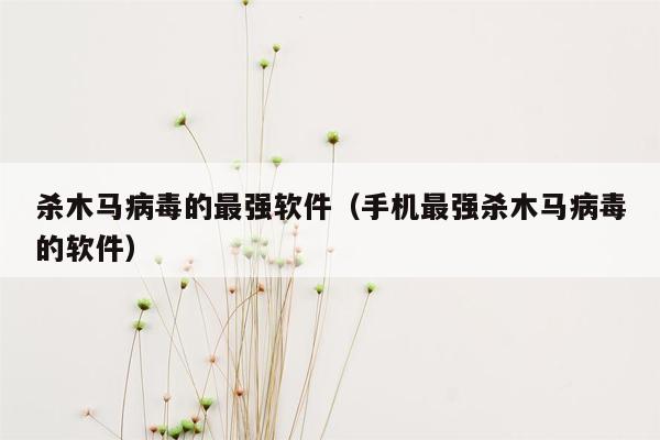 杀木马病毒的最强软件（手机最强杀木马病毒的软件）