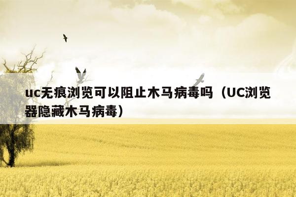 uc无痕浏览可以阻止木马病毒吗（UC浏览器隐藏木马病毒）