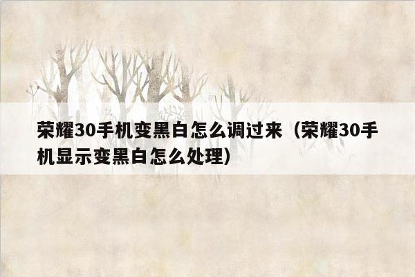 荣耀30手机变黑白怎么调过来（荣耀30手机显示变黑白怎么处理）