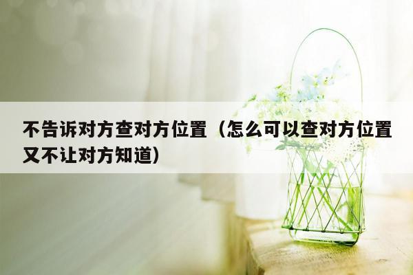 不告诉对方查对方位置（怎么可以查对方位置又不让对方知道）