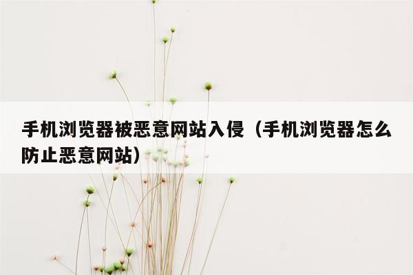 手机浏览器被恶意网站入侵（手机浏览器怎么防止恶意网站）