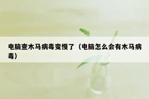 电脑查木马病毒变慢了（电脑怎么会有木马病毒）