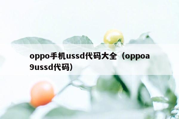 oppo手机ussd代码大全（oppoa9ussd代码）