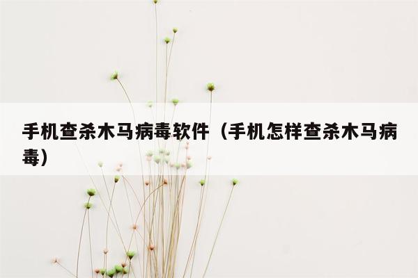 手机查杀木马病毒软件（手机怎样查杀木马病毒）