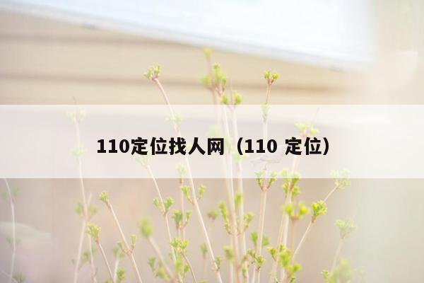 110定位找人网（110 定位）