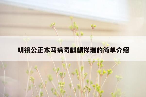 明镜公正木马病毒麒麟祥瑞的简单介绍