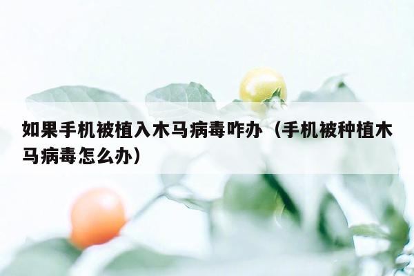 如果手机被植入木马病毒咋办（手机被种植木马病毒怎么办）