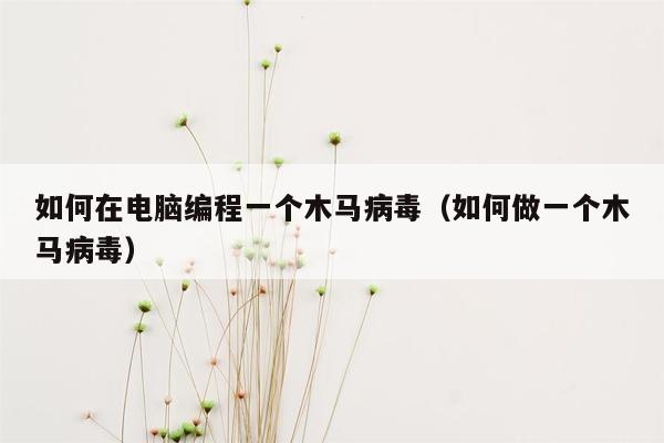 如何在电脑编程一个木马病毒（如何做一个木马病毒）