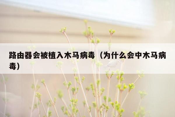 路由器会被植入木马病毒（为什么会中木马病毒）