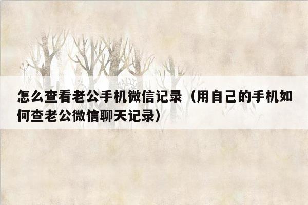 怎么查看老公手机微信记录（用自己的手机如何查老公微信聊天记录）