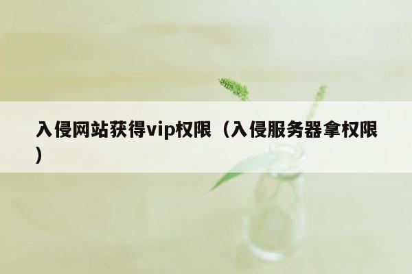 入侵网站获得vip权限（入侵服务器拿权限）