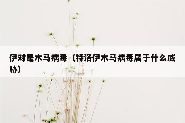 伊对是木马病毒（特洛伊木马病毒属于什么威胁）