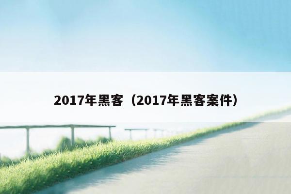 2017年黑客（2017年黑客案件）