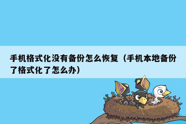 手机格式化没有备份怎么恢复（手机本地备份了格式化了怎么办）