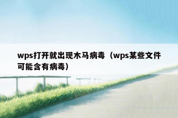 wps打开就出现木马病毒（wps某些文件可能含有病毒）