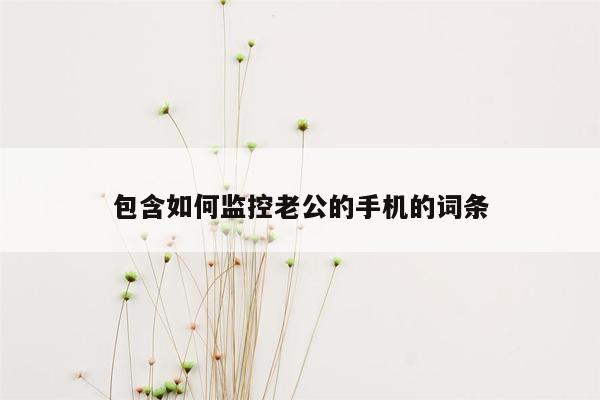 包含如何监控老公的手机的词条