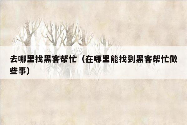 去哪里找黑客帮忙（在哪里能找到黑客帮忙做些事）