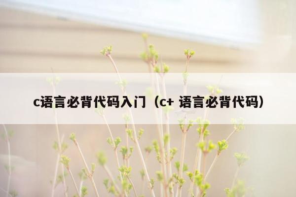 c语言必背代码入门（c+ 语言必背代码）