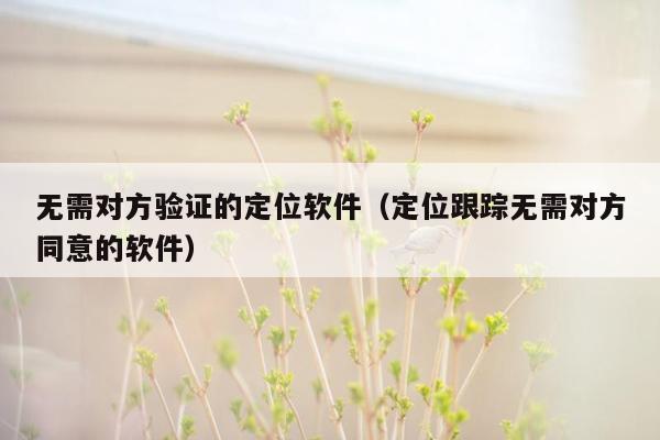 无需对方验证的定位软件（定位跟踪无需对方同意的软件）