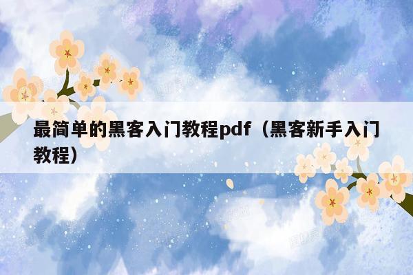 最简单的黑客入门教程pdf（黑客新手入门教程）