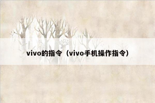 vivo的指令（vivo手机操作指令）