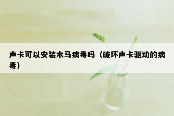 声卡可以安装木马病毒吗（破坏声卡驱动的病毒）