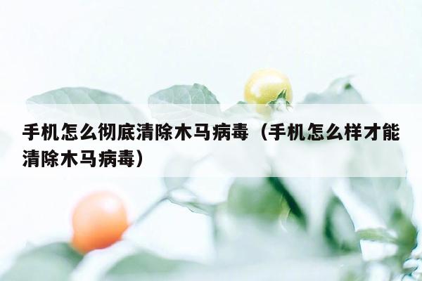 手机怎么彻底清除木马病毒（手机怎么样才能清除木马病毒）