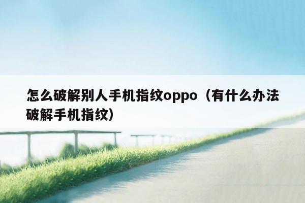 怎么破解别人手机指纹oppo（有什么办法破解手机指纹）