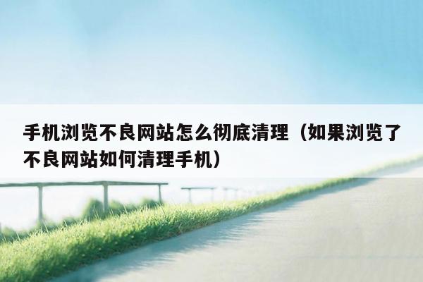 手机浏览不良网站怎么彻底清理（如果浏览了不良网站如何清理手机）