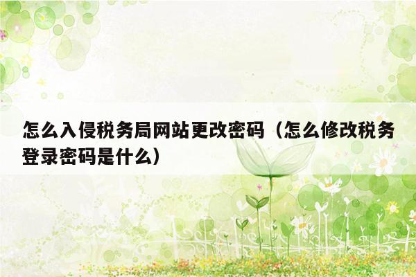 怎么入侵税务局网站更改密码（怎么修改税务登录密码是什么）