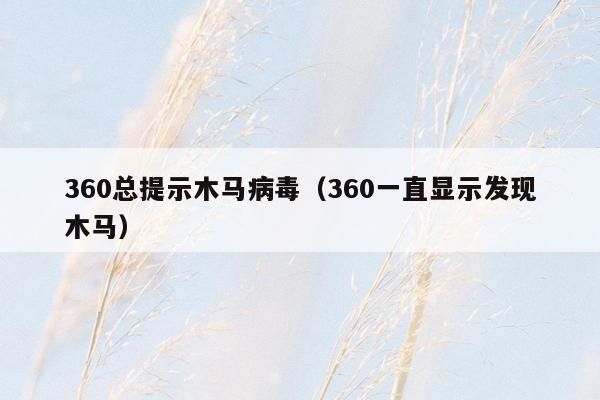 360总提示木马病毒（360一直显示发现木马）