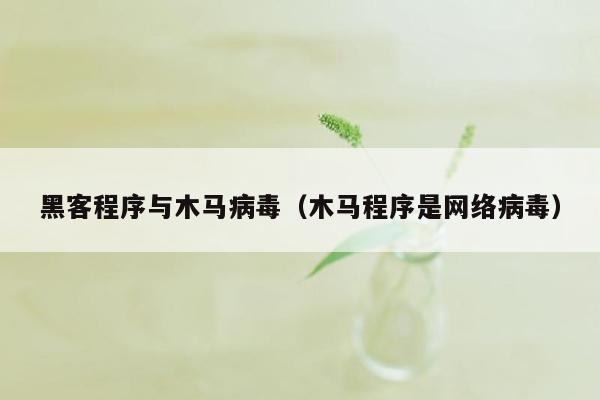 黑客程序与木马病毒（木马程序是网络病毒）