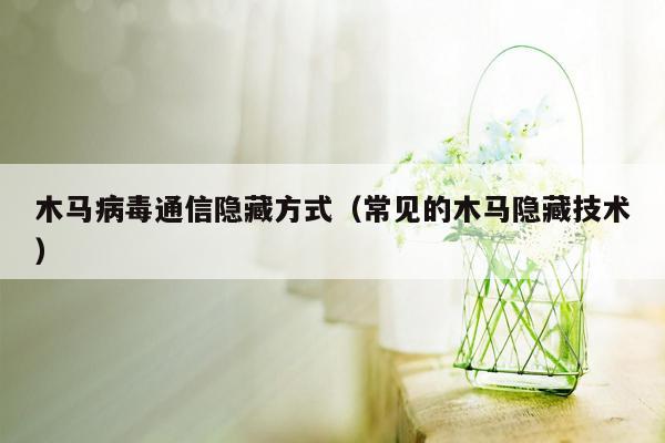 木马病毒通信隐藏方式（常见的木马隐藏技术）