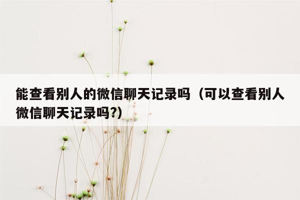 能查看别人的微信聊天记录吗（可以查看别人微信聊天记录吗?）