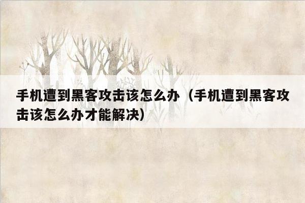 手机遭到黑客攻击该怎么办（手机遭到黑客攻击该怎么办才能解决）