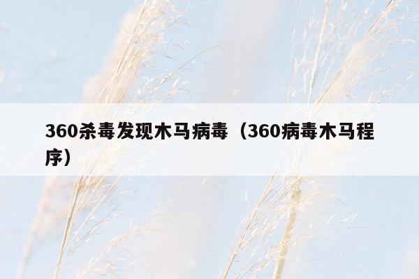 360杀毒发现木马病毒（360病毒木马程序）