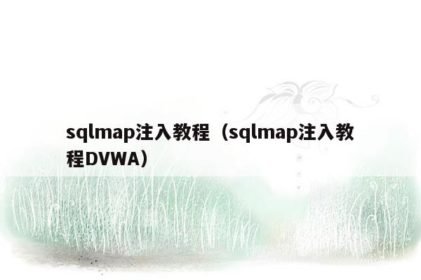 sqlmap注入教程（sqlmap注入教程DVWA）