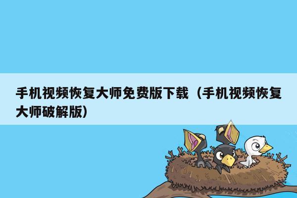 手机视频恢复大师免费版下载（手机视频恢复大师破解版）