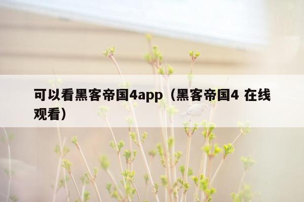 可以看黑客帝国4app（黑客帝国4 在线观看）