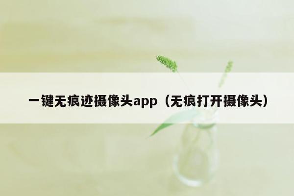 一键无痕迹摄像头app（无痕打开摄像头）