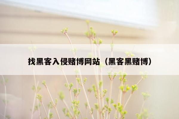 找黑客入侵赌博网站（黑客黑赌博）