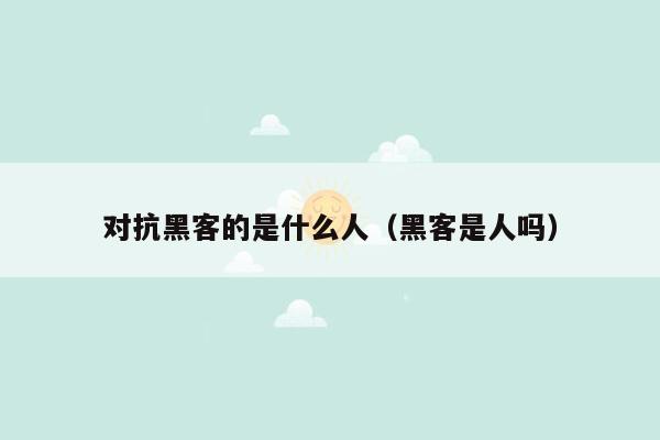 对抗黑客的是什么人（黑客是人吗）