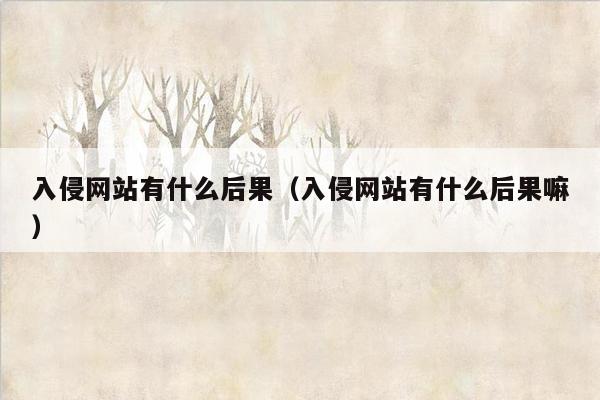 入侵网站有什么后果（入侵网站有什么后果嘛）