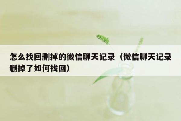 怎么找回删掉的微信聊天记录（微信聊天记录删掉了如何找回）