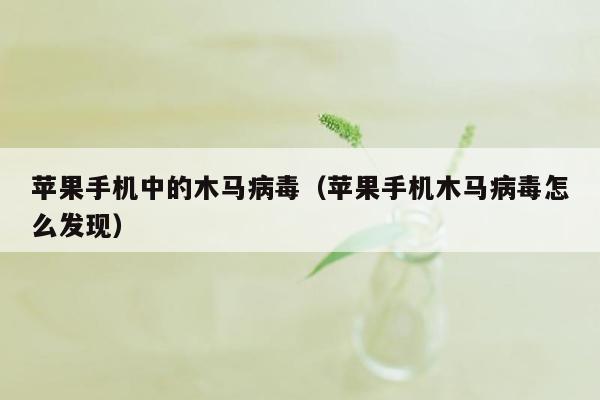 苹果手机中的木马病毒（苹果手机木马病毒怎么发现）