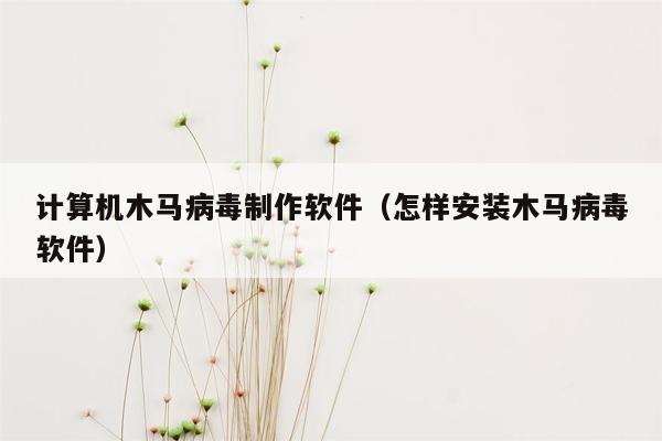 计算机木马病毒制作软件（怎样安装木马病毒软件）