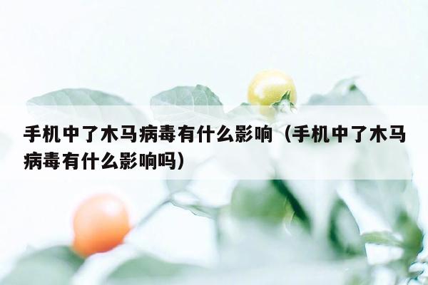 手机中了木马病毒有什么影响（手机中了木马病毒有什么影响吗）